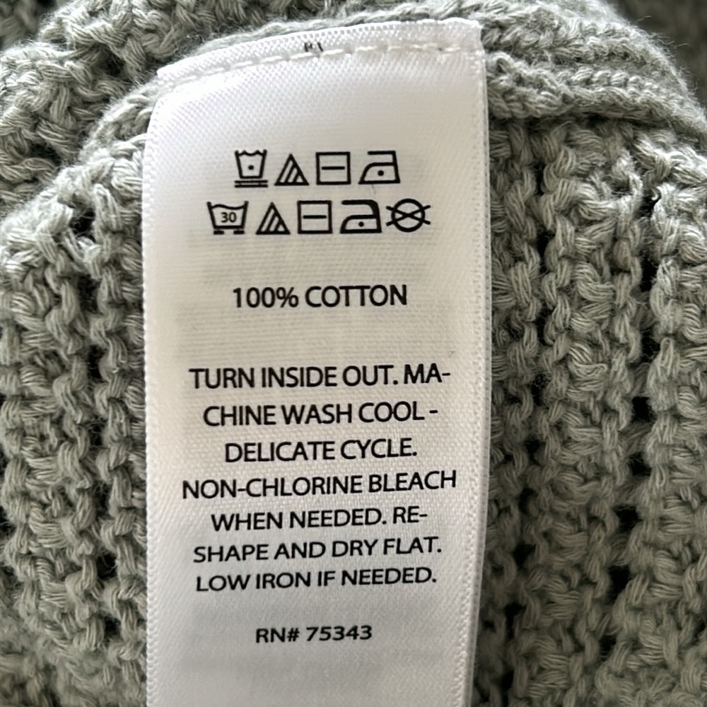⭐️NWT!⭐️Joie Sage Green Crochet Knit Cotton Sweater Top Sz Lg with MEASUREMENTS - Picture 8 of 10